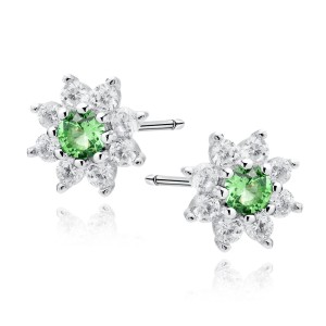 Cercei argint floare cu piatra verde DiAmanti Z1939ER_LG-DIA (Argint 925‰ 0,9 g.)